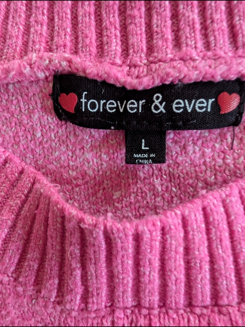 Forever & Ever Pink Heart Knit Oversized Sweater Size L (EUC) - Picture 6 of 7